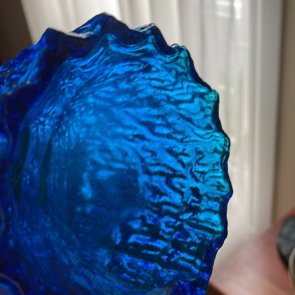 Stunning 1970s vintage bark texture vase blue turquoise - Picture 4 of 10